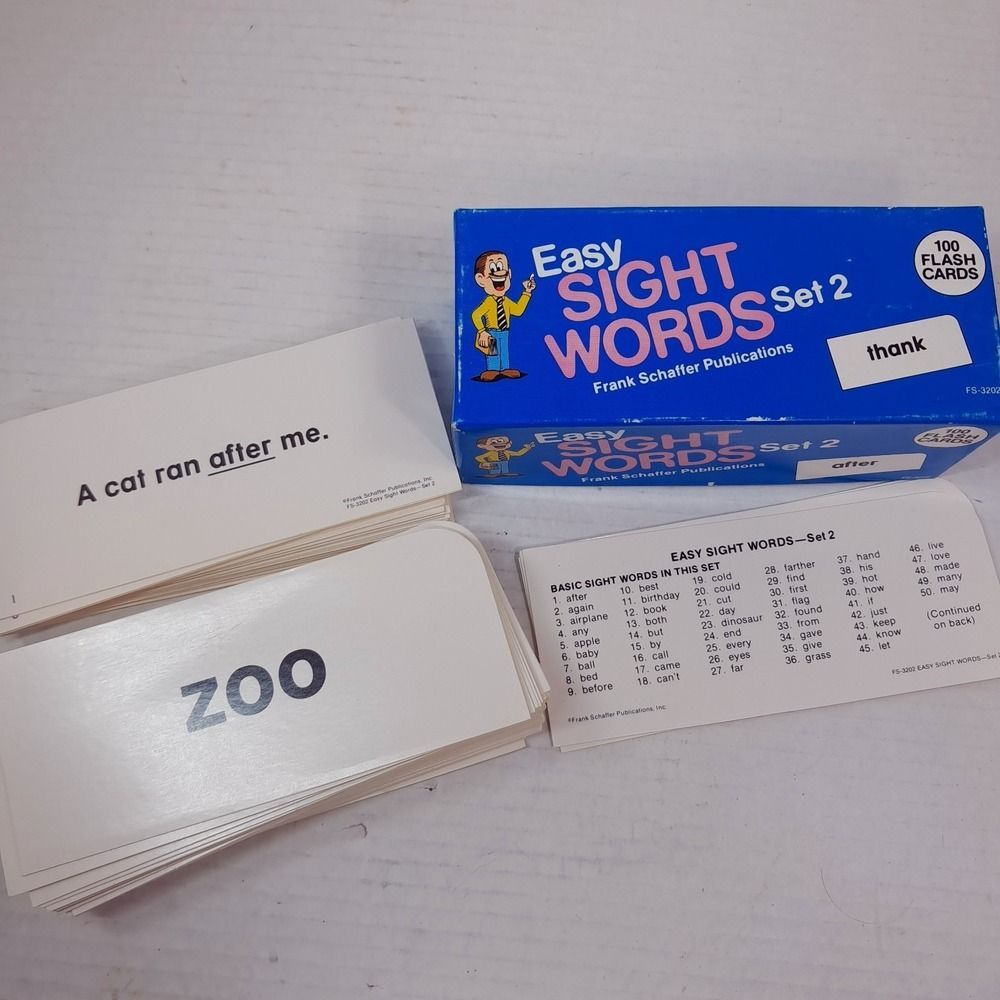 Vintage FRANK SCHAFFER EASY SIGHT WORDS flash cards SET 2 FS-3202 1989‎ school